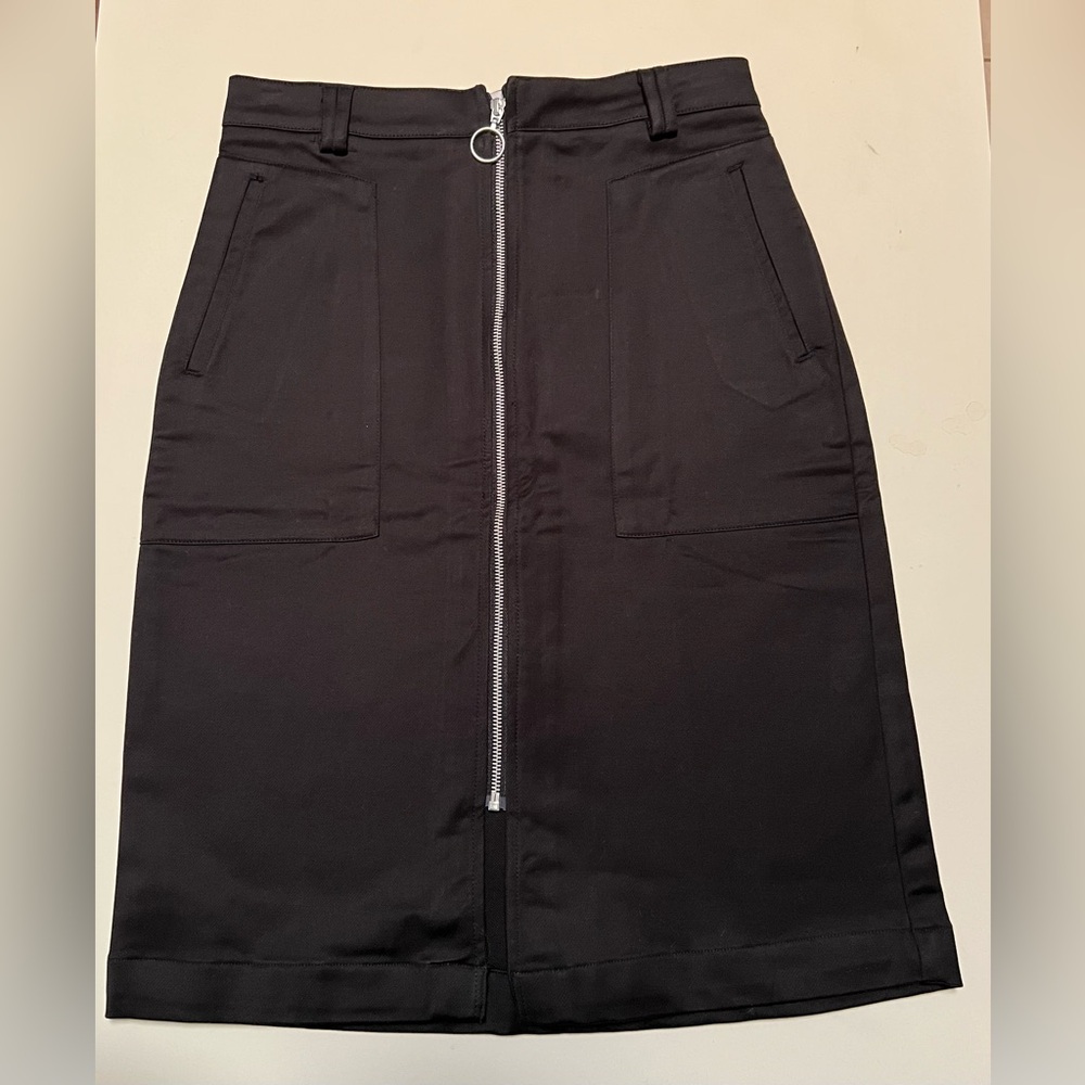 SKFK Aldaia Black Zipper Organic Cotton Skirt | EU 38 US 6